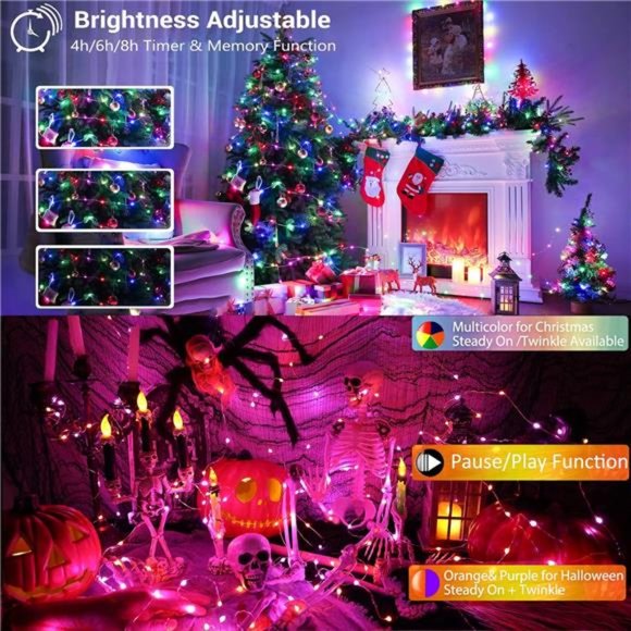 Christmas Fairy String Lights,66ft 200 LED Color Changing Fairy Christmas Lights - Picture 3 of 7